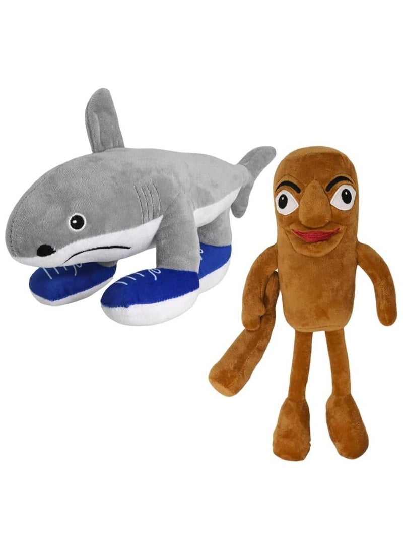 DURKU 2 PCS Italian Brainrot Plush Toys, Tung Tung Tung Sahur & Tralalero Tralala, Stuffed Animal Toy - Image 1